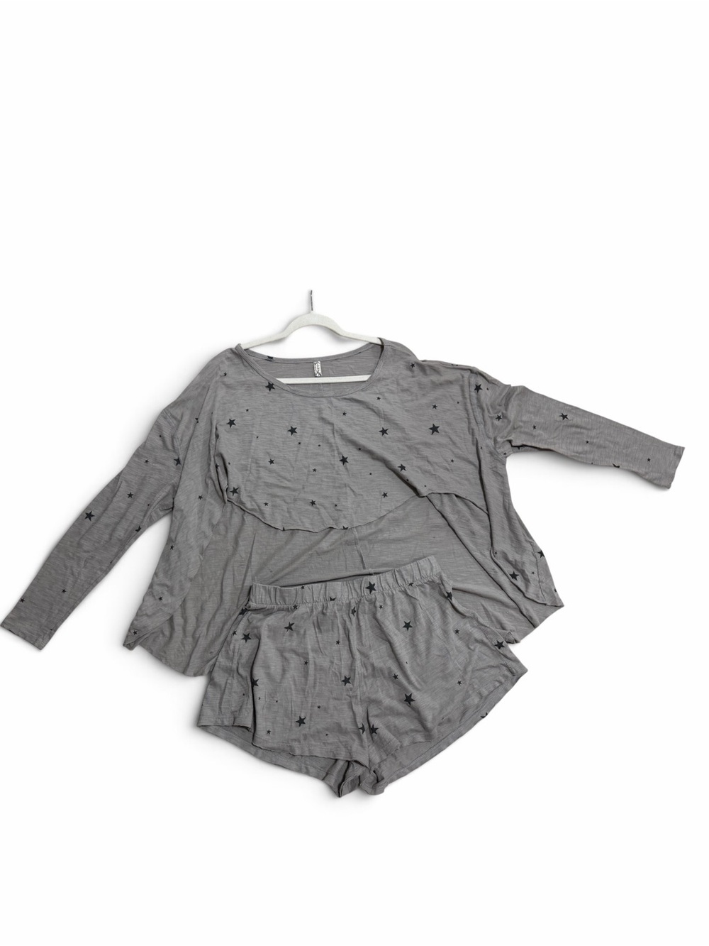 Intimately Free People Gray Black Star Celestial 100% Cotton Lounge Pajama Set